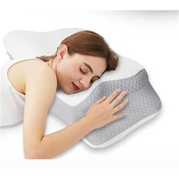 Ergonomic Contour Memory Foam Pillow with Quilted Cover