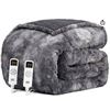 Image 1 : EHEY CIGA Electric Blanket Faux Fur Heated Blanket, Grey, King Size