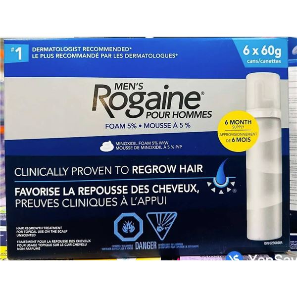 Men’s Rogaine Foam 5 Percent Hair Regrowth Treatment, 6 x 60G