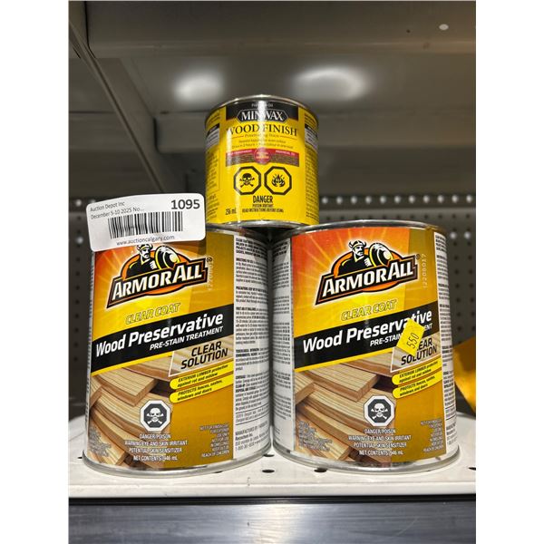 Lot of Armor All Wood Preservative and Minwax Wood Finish Set, 946 mL and 236 mL