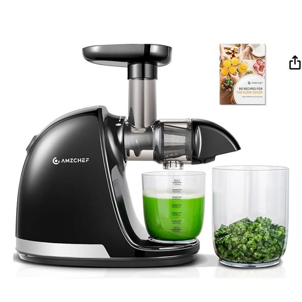 AMZCHEF Slow Juicer Machine – Masticating Juicer with Reversing Function to Prevent Jamming