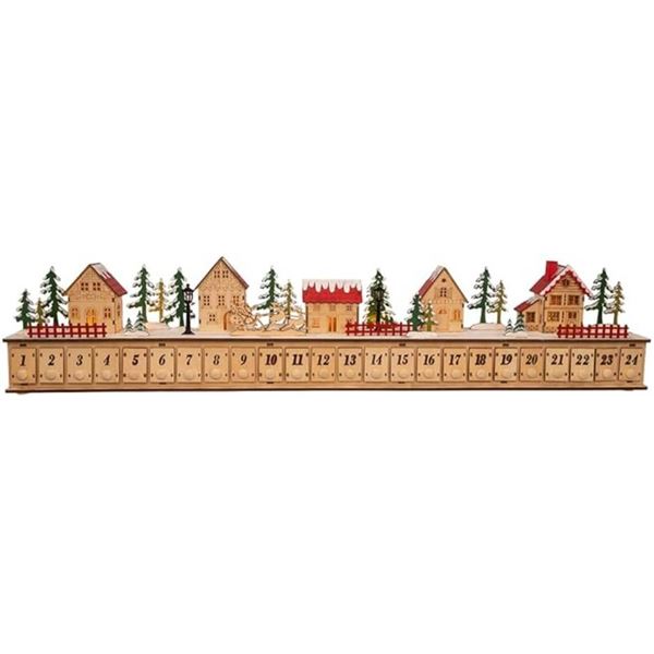 Kurt S. Adler Kurt Adler 6.7-Inch Light-Up Christmas Village Calender Advent Calendar, Tan