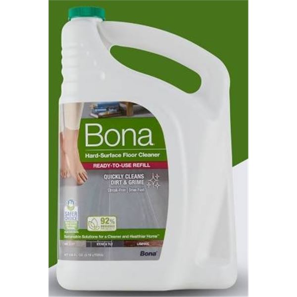 Bona Hard-Surface Floor Cleaner Ready-To-Use Refill 3.78L, Set of Two