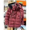 Image 2 : Ween Charm Red Puffer Coat with Faux Fur Hood, Size M