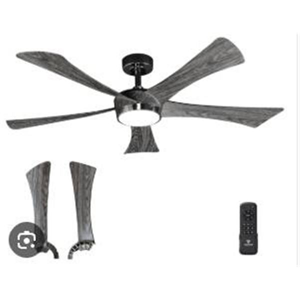 Vacizem 52-Inch Motor Ceiling Fan with Light Kit, 5-Blade Design- Black wood grain
