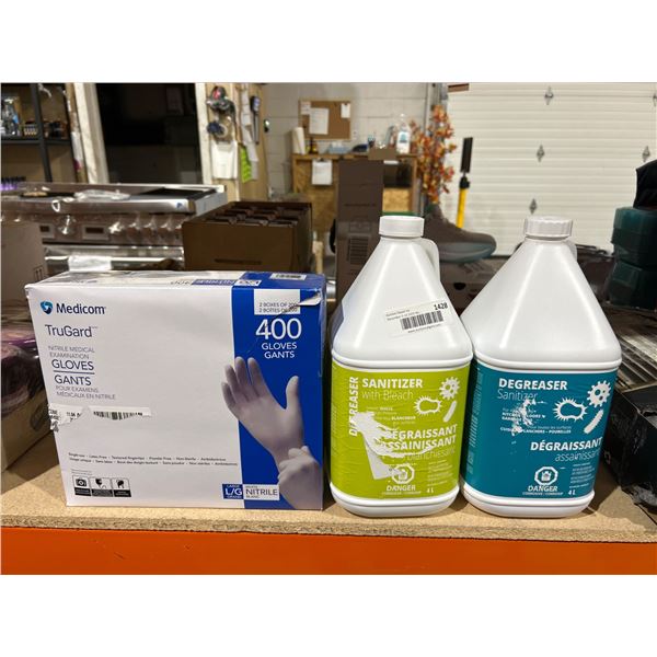 Medicom TruGuard Nitrile Gloves and Degreaser Sanitizer Lot