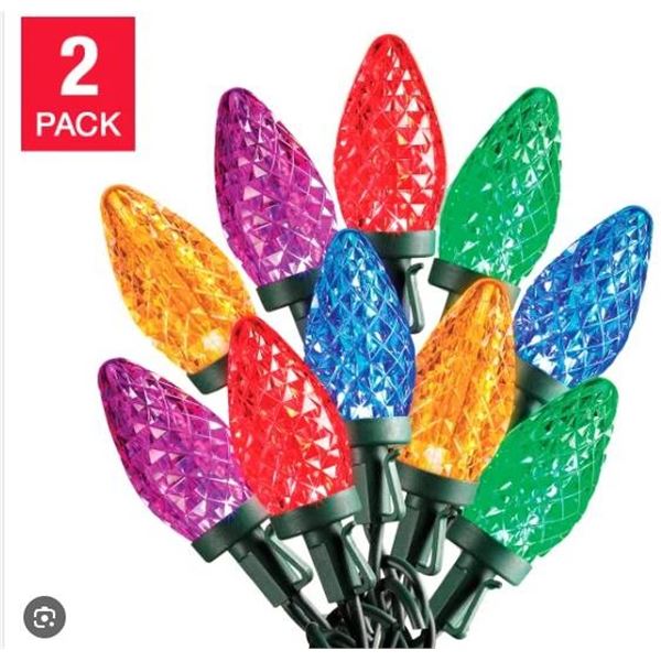 Sylvania Stay-Lit LED C9 Multicolor Lights, 2 Sets of 50