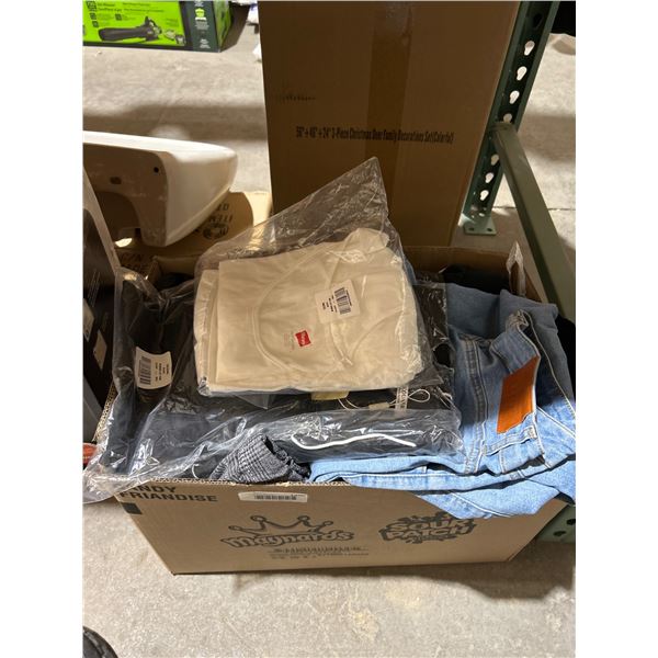 Box Lot of Assorted Clothing in men’s women’s and childrens styles