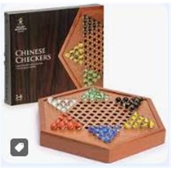 Yellow Mountain Imports Chinese Checkers Set with Wooden Storage