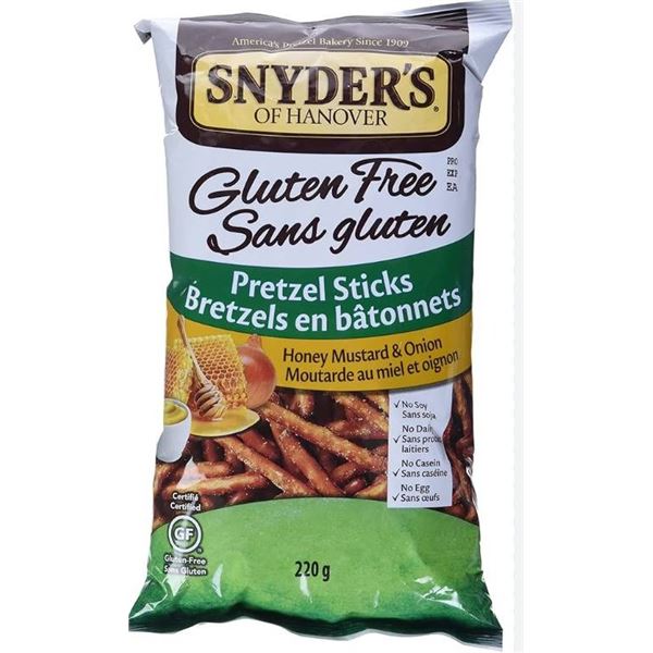 Snyder’s Gluten Free Pretzel Sticks, Honey Mustard & Onion, 7 x 220g