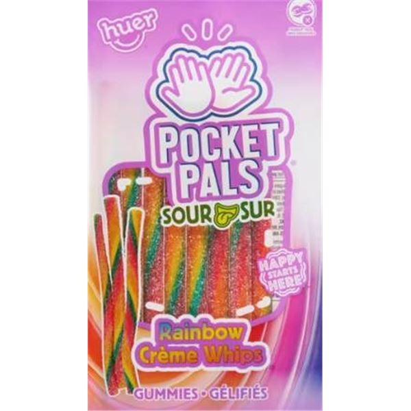 Huer Pocket Pals Sour Rainbow Creme Whips, 12 x 70 g