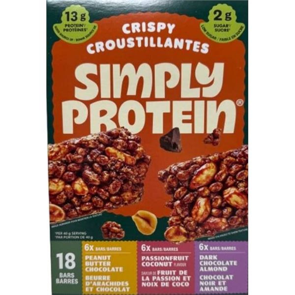 Simply Protein Crispy Bars 18 x 40g Multipack Assorted Flavors