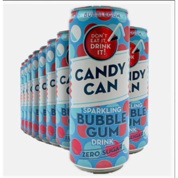 Candy Can Bubblegum Flavored Sparkling Beverage, 12 x 330 mL Cans