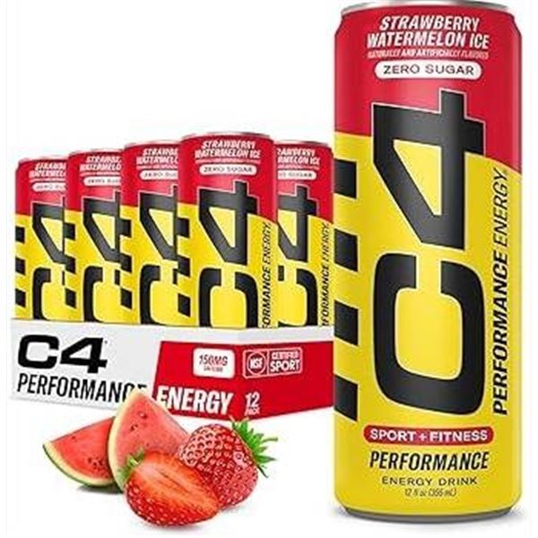 C4 Strawberry Watermelon Ice Energy Drink 12 x 473 mL