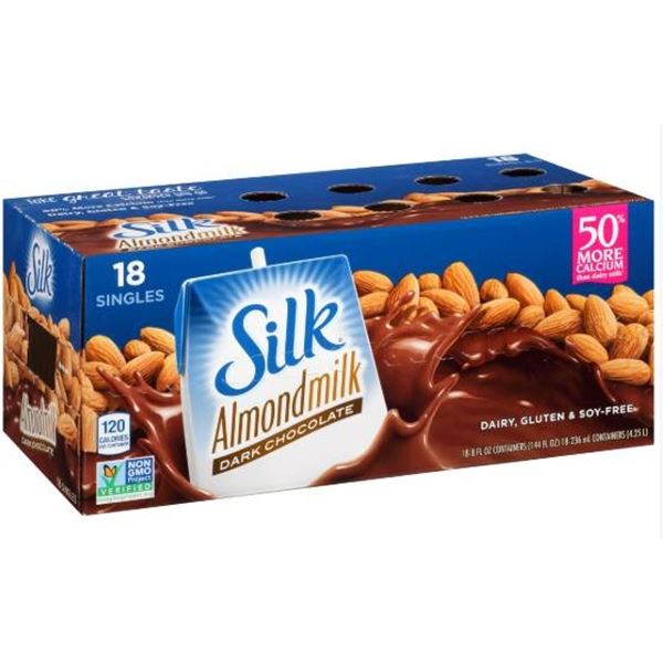 Silk Almond Dark Chocolate Milk 8 oz Three 6-Packs
