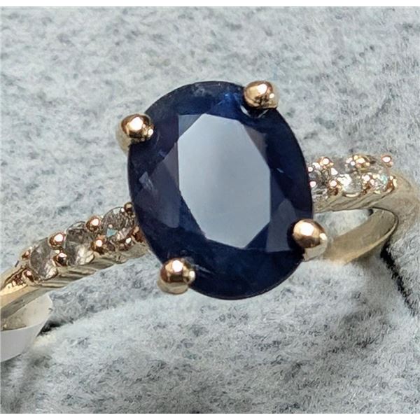 $1500, 10K(1.89g), SAPPHIRE (1.4ct), DIA (0.06ct)RING, size 5.5, appraised value $1500
