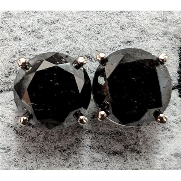 $1550, 14K(1.13g), BLACK DIAMOND (2.3ct) EARRING, appraised value $1550