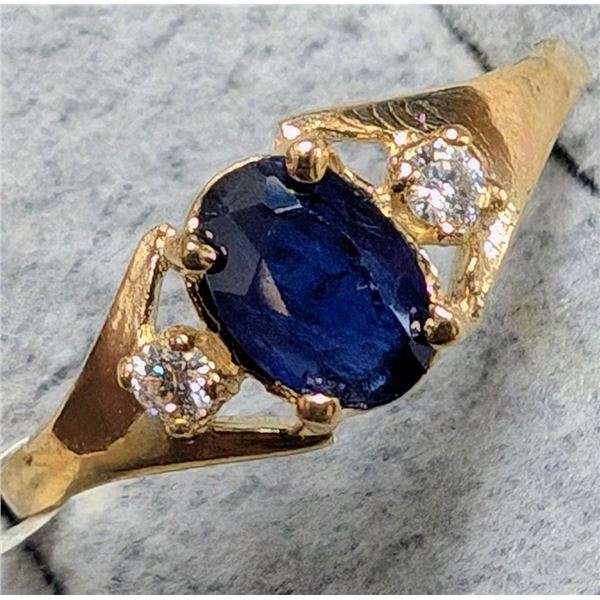 $1000, 10K(1.38g), SAPPHIRE (0.45ct), MOISSANITE (0.05ct)RING, size 6.5, appraised value $1000