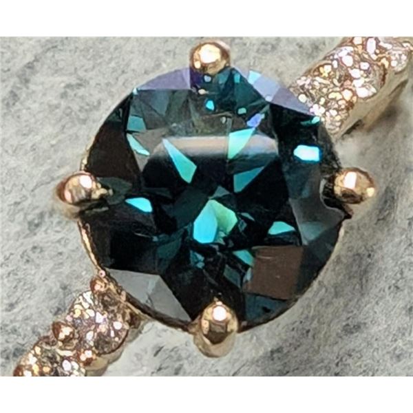 $2300, 10K(1.83g),  LAB BLUE DIAMOND (1.03ct), MOISSANITE (0.06ct)RING, size 6, appraised value $230