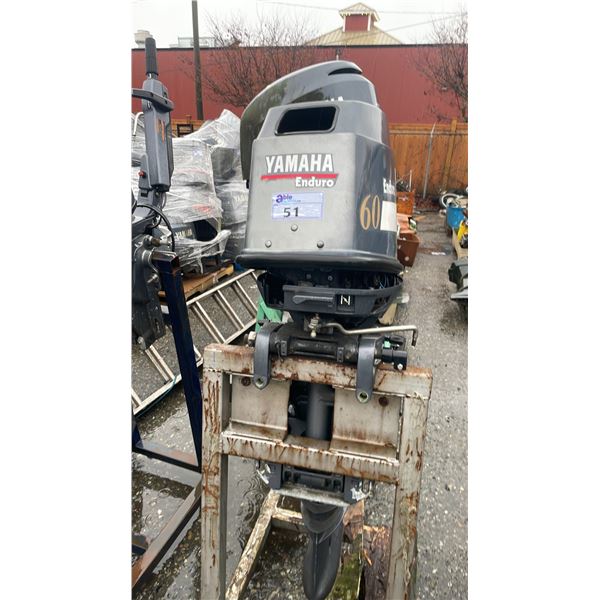 YAMAHA ENDURO 60 HP OUTBOARD MOTOR ON PORTABLE MOTOR STAND *UNKNOWN RUNNING CONDITION*