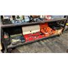 Image 1 : SHELF OF ASSORTED ELECTRIC/CORDLESS POWER TOOLS INCLUDING DRILLS, SAWZALL, CIRCULAR SAW & MORE