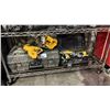 Image 1 : SHELF OF DEWALT CORDLESS/ELECTRIC DRILLS, SAWS & 2 HARD TRANSPORT CASES
