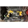 Image 3 : SHELF OF DEWALT CORDLESS/ELECTRIC DRILLS, SAWS & 2 HARD TRANSPORT CASES
