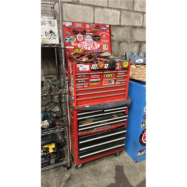 2 PCS RED MECHANICS TOOL BOX WITH LARGE ASSORTMENT OF TOOLING CONTENTS APPROX 27" W X 18" D X 53" H