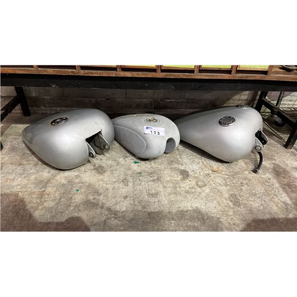 3 ASSORTED MOTORCYCLE FUEL TANKS
