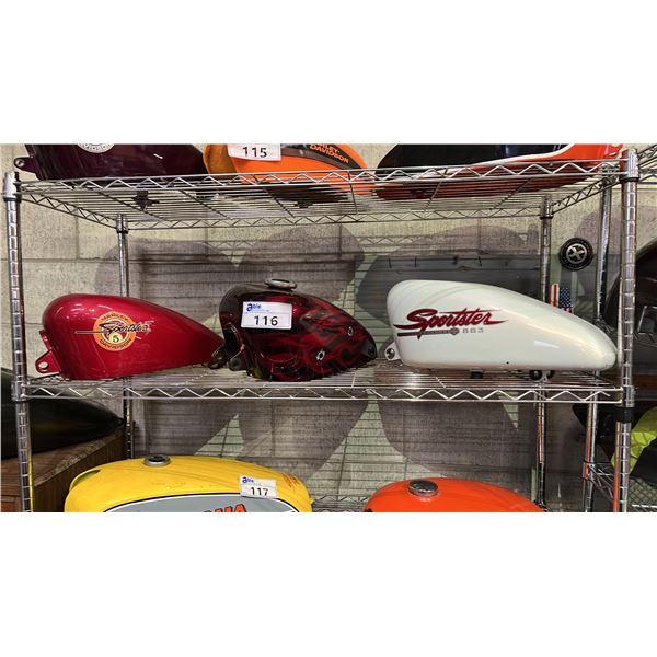 3 ASSORTED MOTORCYCLE FUEL TANKS