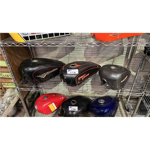 3 ASSORTED MOTORCYCLE FUEL TANKS