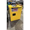 Image 1 : JUSTRITE YELLOW METAL BENCH TOP FLAMMABLE CABINET WITH ASSORTED AEROSOL CONTENTS