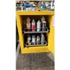 Image 2 : JUSTRITE YELLOW METAL BENCH TOP FLAMMABLE CABINET WITH ASSORTED AEROSOL CONTENTS