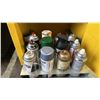 Image 3 : JUSTRITE YELLOW METAL BENCH TOP FLAMMABLE CABINET WITH ASSORTED AEROSOL CONTENTS