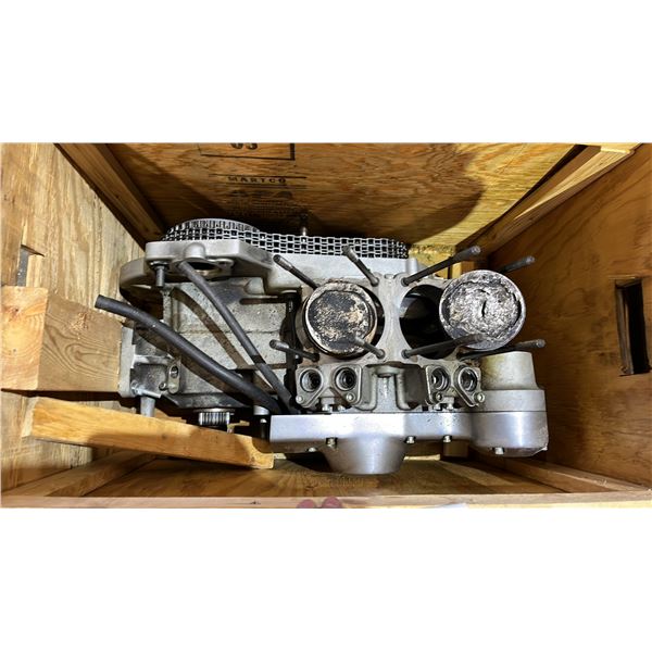 MOTORCYCLE ENGINE IN WOODEN BOX