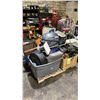 Image 1 : PALLET OF ASSORTED MOTOR COVERS, PARTS, TOOLS, SEATS, OIL DRAIN PANS & MORE