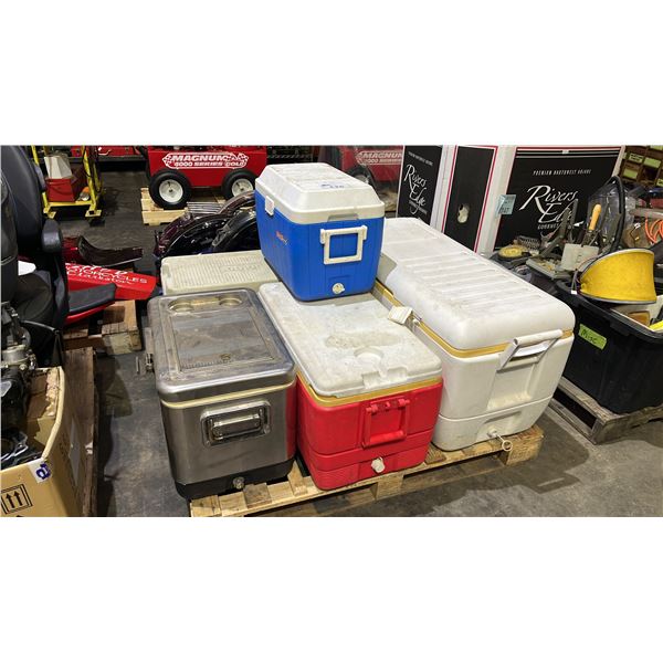 PALLET OF ASSORTED CAMPING COOLERS