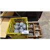 Image 1 : PLASTIC CRATE & WOODEN TRAY OF ASSORTED FISHING WEIGHTS