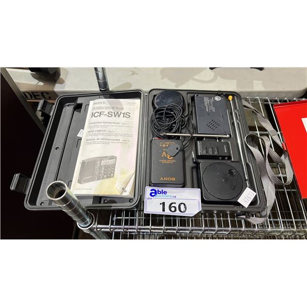 SONY ICF-SW1S FM STEREO/LW/MW/SW PLL SYNTHESIZED RECEIVER SYSTEM IN HARD TRANSPORT CASE