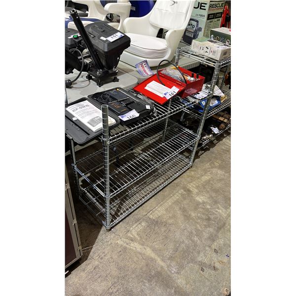 3 TIER ADJUSTABLE METAL WIRE RACK APPROX 35.5" W X 14" D X 35" H * CONTENTS NOT INCLUDED *