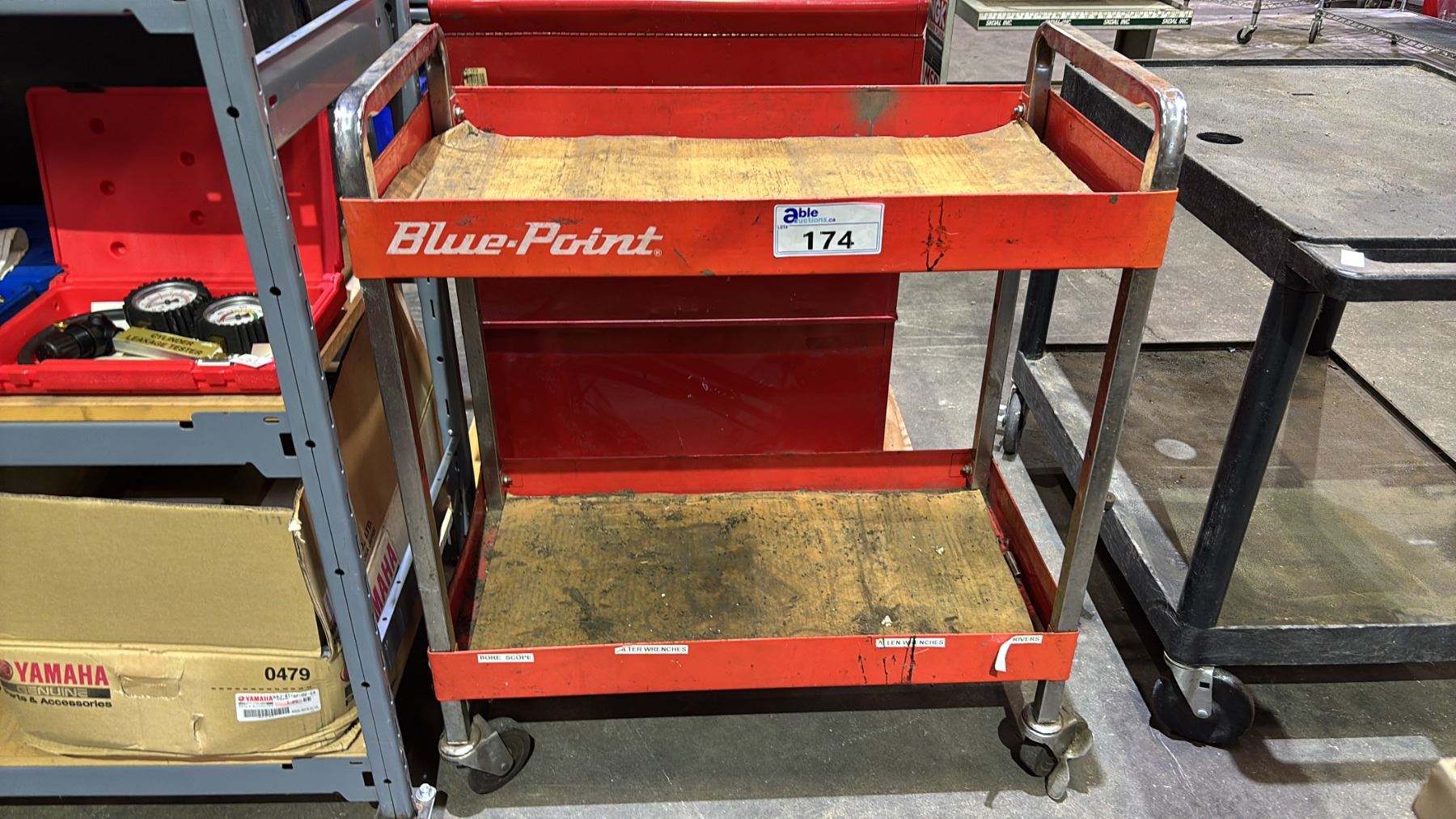 Blue Point Work Cart BLUE-POINT ORANGE METAL 2 TIER MOBILE PARTS CART - Able Auctions