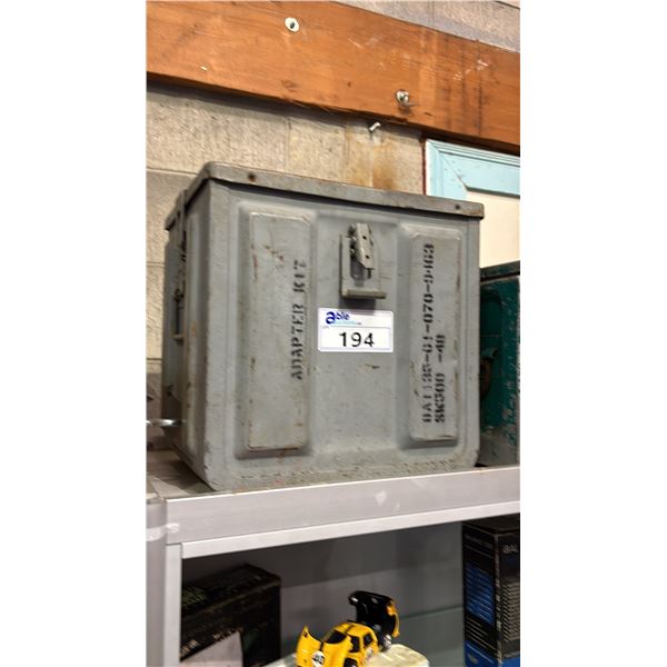 GREY METAL VINTAGE AMMO BOX