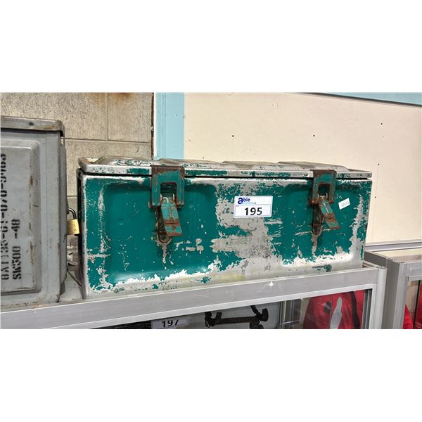 GREEN METAL VINTAGE AMMO BOX