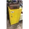 Image 1 : YELLOW METAL STORAGE CABINET APPROX 17.5"W X 12" D X 34.5" H & SMALL BROWN LOCKBOX
