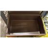 Image 3 : YELLOW METAL STORAGE CABINET APPROX 17.5"W X 12" D X 34.5" H & SMALL BROWN LOCKBOX