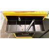 Image 6 : YELLOW METAL STORAGE CABINET APPROX 17.5"W X 12" D X 34.5" H & SMALL BROWN LOCKBOX