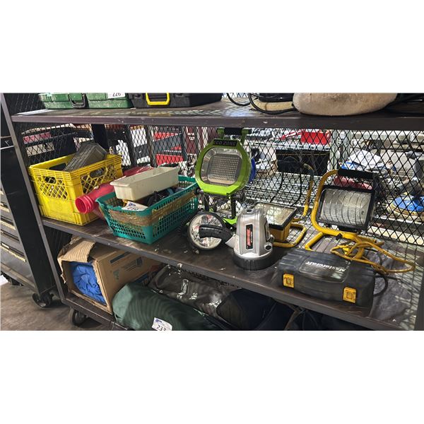 SHELF OF MISC VINTAGE ITEMS INCLUDING INDEX ORGANIZERS & JUKEBOX *MISSING CORD* & DECORATIVE