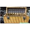 Image 6 : SHELF OF ASSORTED DRILL BITS, STAPLES, TOOL BELT, TOOL BOXES & MORE