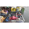 Image 2 : PALLET OF ASSORTED MARINE/AUTOMOTIVE PARTS, METAL 2 TIER SHOP CART, HARDWARE, STRAPS & MORE