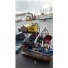 Image 3 : PALLET OF ASSORTED MARINE/AUTOMOTIVE PARTS, METAL 2 TIER SHOP CART, HARDWARE, STRAPS & MORE